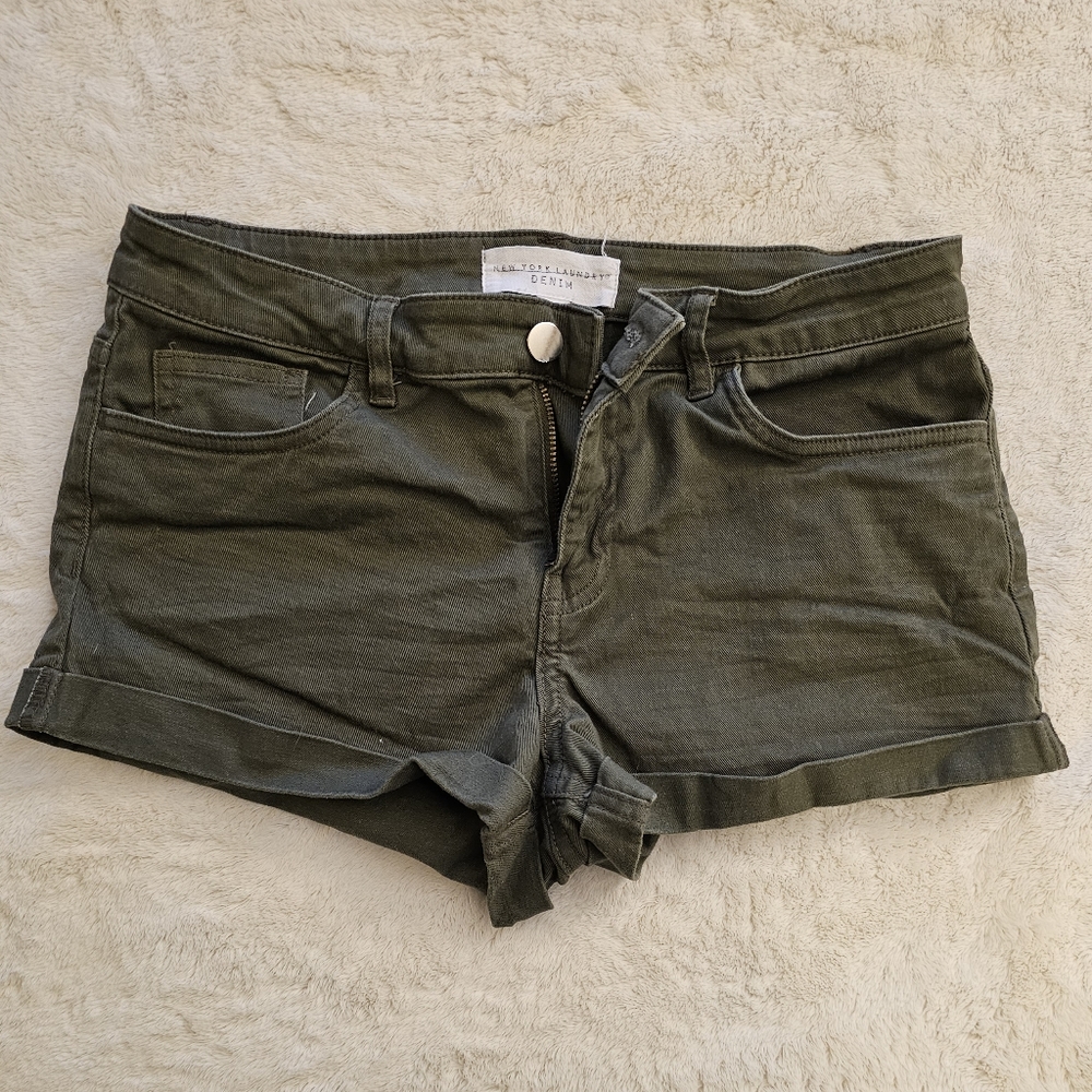 New York Laundry Olive Denim Shorts (juniors 11)